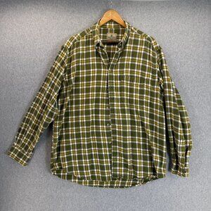 Beretta Mens Collared Button-Up Shirt Green Yellow Plaid Long Sleeve Size L / XL